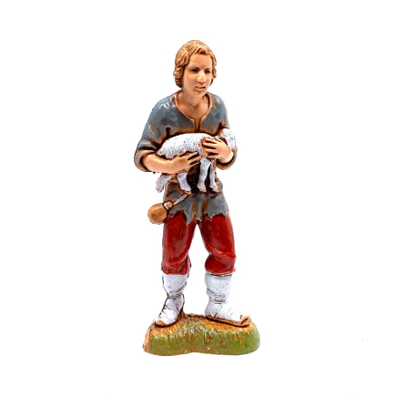 Giovane con agnello in braccio cm 10 - Statuine Landi Moranduzzo