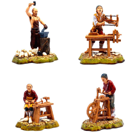 Mestieri 4 soggetti cm 10 - Statuine Landi Moranduzzo