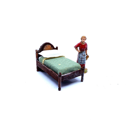 Letto singolo medio per statuine presepi 6 cm