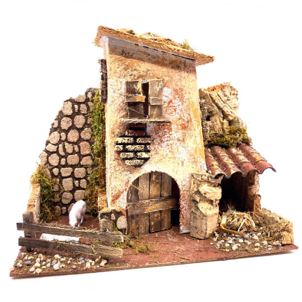 Casolare con animali per statuine presepe 5-8 cm