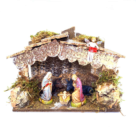 Capanna Natività per statuine cm 5/6 con illuminazione a batteria 