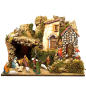 Presepe in stile popolare per statuine 10 cm completo di illuminazione - statuine incluse