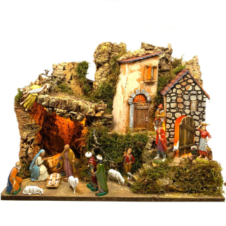 copy of Presepe in stile popolare per statuine 10 cm completo di illuminazione