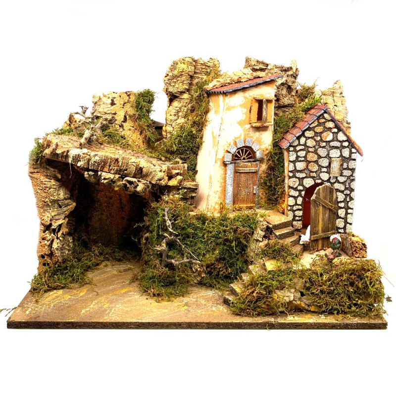 Presepe in stile popolare per statuine 10 cm.
Completo di illuminazione.