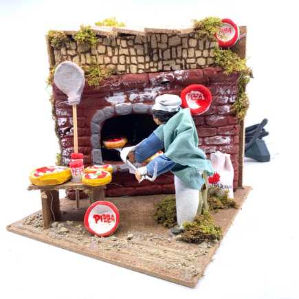 Pizzaiolo in movimento per presepe - 9/10 cm