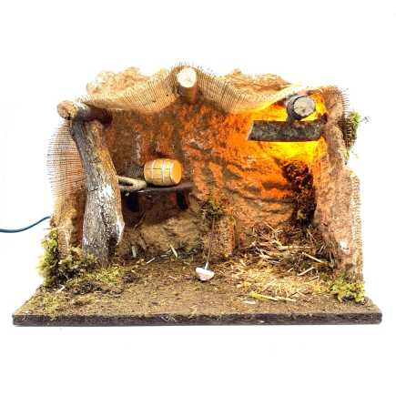 Capanna per presepe con luce 33 x 18 x 25 cm