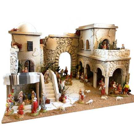 Presepe arabo (palestinese) 2 piani con statuine incluse 6,5 - 6 cm