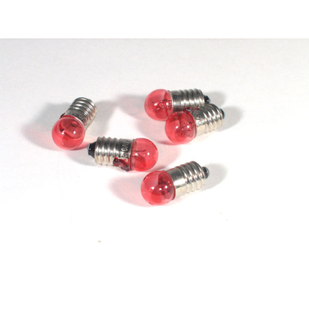 Busta 5 lampadine rosse att. E10 - 3,5-4,5 volts