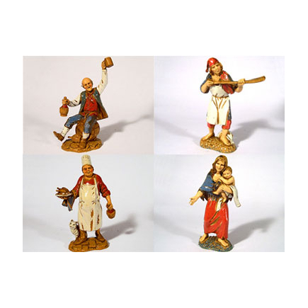 Pastori 4 soggetti cm 10 - Statuine Landi Moranduzzo