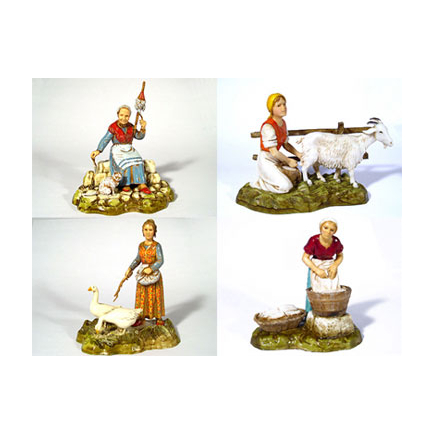 Mestieri donne 4 soggetti cm 10 - Statuine Landi Moranduzzo