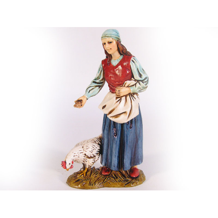 Donna con gallina cm 12 - Statuine Landi Moranduzzo