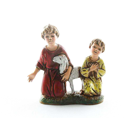 Bambini con agnello cm.10 - Statuine Landi Moranduzzo