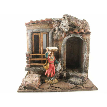 Casa tipo F per presepi per statuine cm.10