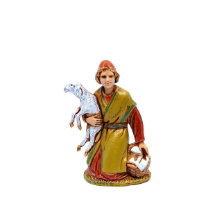 Inginocchiato con agnello e cesto palestinese cm 6,5 - Statuine Landi Moranduzzo