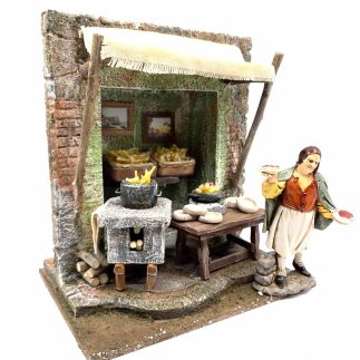 Bottega della pasta / maccaronaio per statuine presepe cm 10