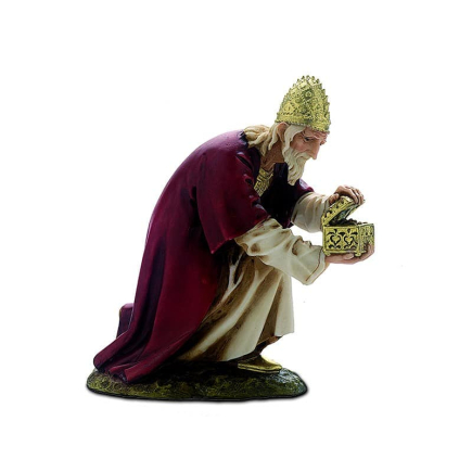 Re Magio Bianco inginocchiato cm.15 - Statuine Landi Moranduzzo