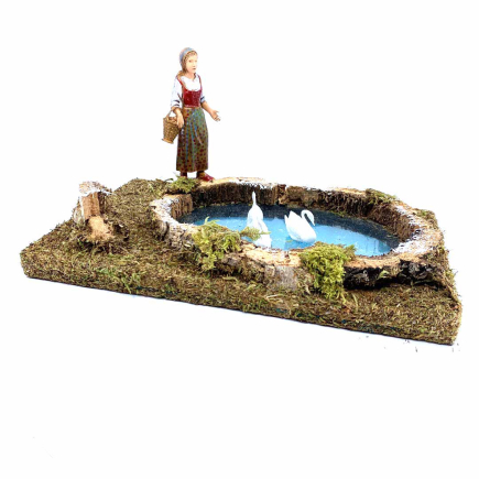 Lago con cigni per statuine cm.6-10