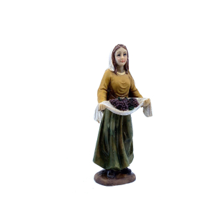 Donna con uva per statuine presepe cm 11