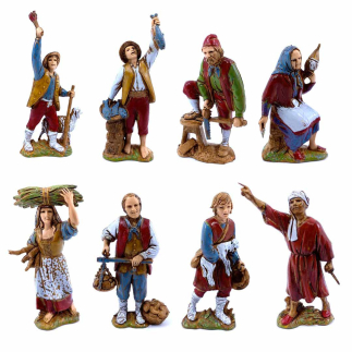 Statuine per presepe cm 8 - 8 soggetti - Statuine Landi Moranduzzo