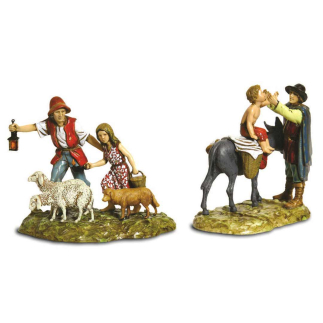 Gruppo con 2 soggetti e animali cm 10 - Statuine Landi Moranduzzo