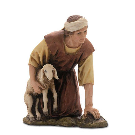 Inginocchiato con agnello cm.15 - Statuine Landi Moranduzzo