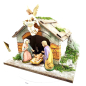 Capanna con luce per statuine presepe cm 10