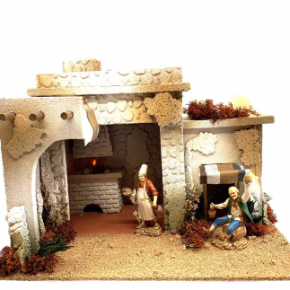 Osteria araba / Casa con forno palestinese per statuine presepe cm 10 e 12