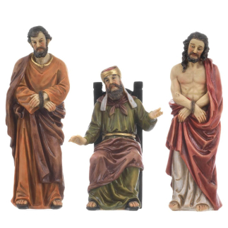 Il processo: Gesù, Caifa e Barabba - Set 3 statue - Pasqua - Serie 12-13 cm