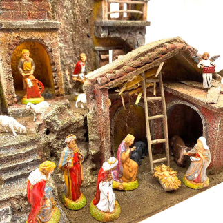 Presepe borgo con capanna per statuine 6 cm