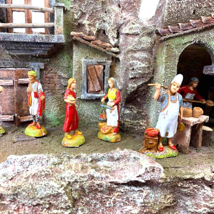 Presepe borgo con fontana per statuine 6 cm