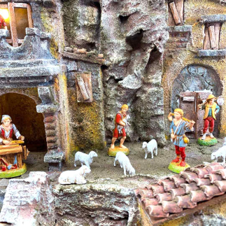 Presepe borgo con angolo lavandaia per statuine 6 cm