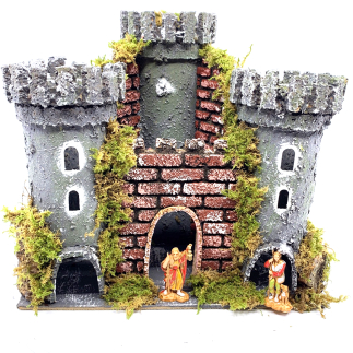 Castello per presepi con torri cm 20 x 14 x 18