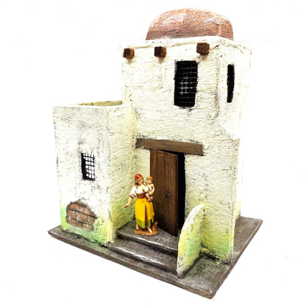 Casa per presepe palestinese con terrazzo - statuine 10 cm